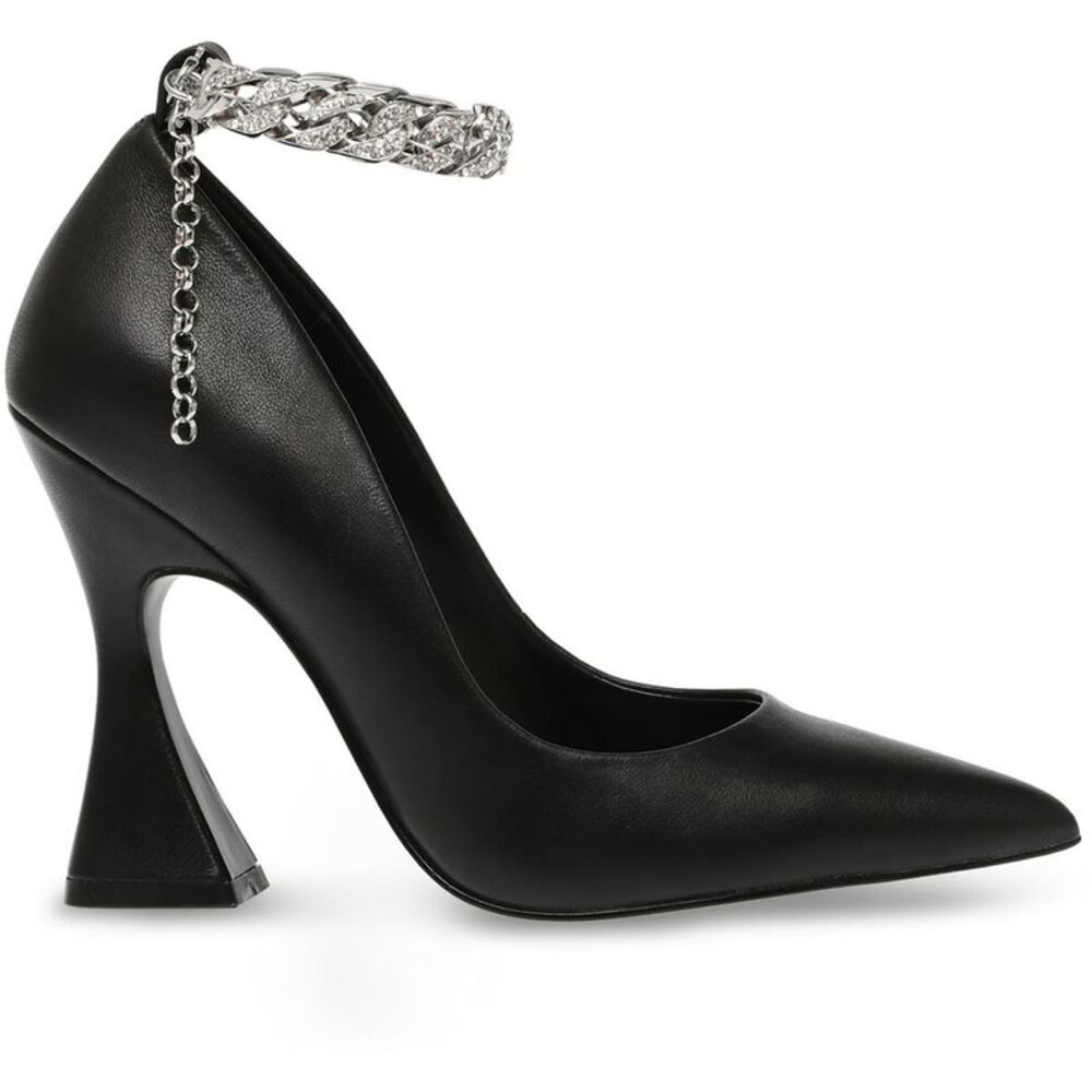 Steve Madden Womens Zippy Black Leather Pointed Toe Dressy Pumps Shoes - Picture 2 of 4